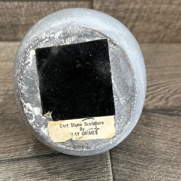 Islay Grimes Cast Stone Owl Art Sculpture MCM Gray White Mid Century Artist 3.5” - Picture 5 of 7